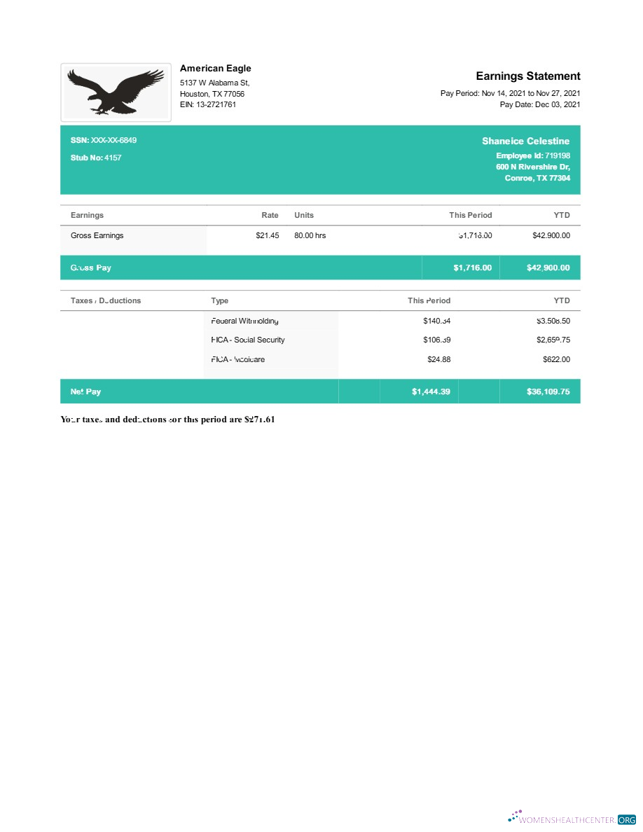 Download American Eagle earnings statement template in Word and PDF formats.pdf, 1 Photoshop template